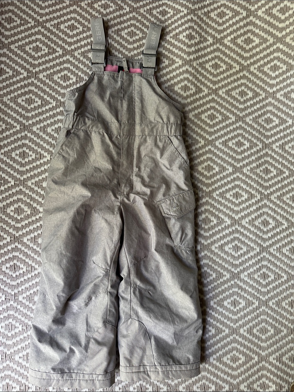 Gerry Toddler Gray Snow Bib Overalls Snow Pants with Pink Accent size 4T